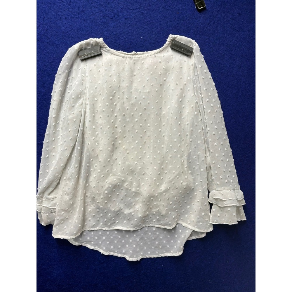 Cottagecore Girls Design History Swiss Dot Ruffle Blouse 6X White
